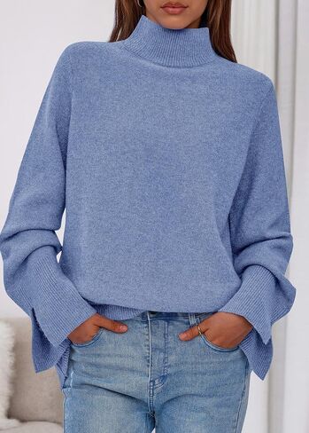 KIRUNDO Fall Sweaters for Women 2025 Turtleneck Ribbed Long Sleeve Casual Loose Knit Pullover Tops Fashion Winter Clothes in Saudi Arabia