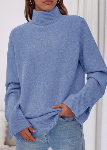 KIRUNDO Fall Sweaters for Women 2025 Turtleneck Ribbed Long Sleeve Casual Loose Knit Pullover Tops Fashion Winter Clothes in Saudi Arabia