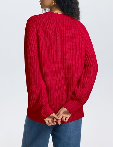 LOMON Oversized Sweaters for Women Long Sleeve Chunky Cable Knit Casual Crew Neck Pullover Sweater S-XXL in Saudi Arabia