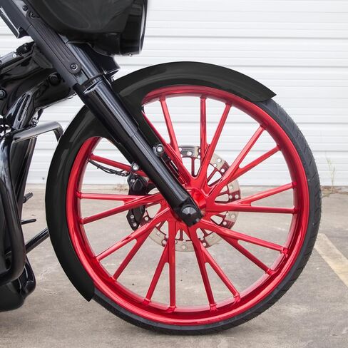 دراجة نارية Fender for Harley ، Slmoto Gloss Black Motorcycle Front Fender 21 "Wheels Wrap Fits for Harley Touring Road Road Glide Electra Glide Glide Glide Custom Baggers in Kuwait