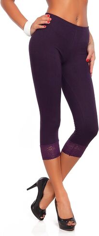 فوتورو أزياء اقتصاص 3/4 Lenght Cotton Leggings مع الدانتيل in Kuwait