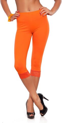 فوتورو أزياء اقتصاص 3/4 Lenght Cotton Leggings مع الدانتيل in Kuwait