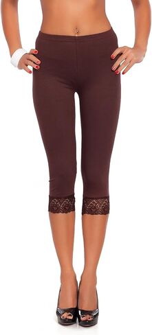 فوتورو أزياء اقتصاص 3/4 Lenght Cotton Leggings مع الدانتيل in Kuwait