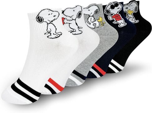 Peanuts Character Socks Collection, 5 Pairs, Snoopy and Friends Design, White and Multi-Color in Saudi Arabia