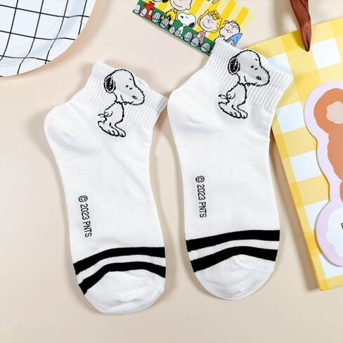 Peanuts Character Socks Collection, 5 Pairs, Snoopy and Friends Design, White and Multi-Color in Saudi Arabia