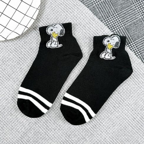 Peanuts Character Socks Collection, 5 Pairs, Snoopy and Friends Design, White and Multi-Color in Saudi Arabia