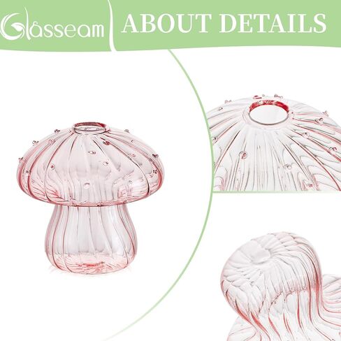 مزهرية انتشار فطر Glasseam ، مزهريات زهرة ملونة مجموعة من 10 ، مزهريات زجاجية صغيرة فريدة من نوعها للزهور ، ديكور مزهرية صغيرة جمالية ، مزهرية بود مائية لمطبخ حمام غرفة النوم in Saudi Arabia