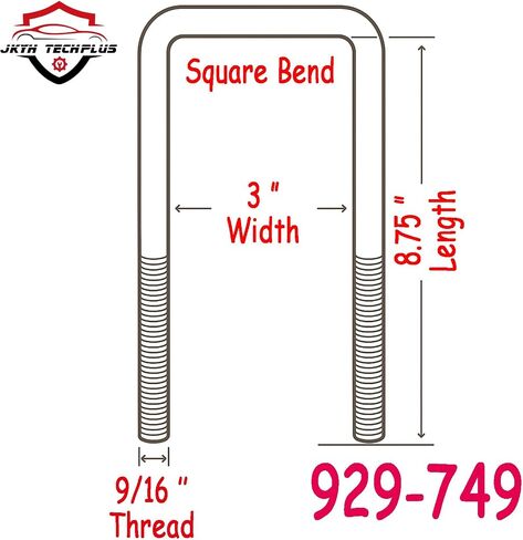 3" Wide Leaf Spring Axle Square U-Bolts 8.75" Long 9/16" Diameter for 1973-2005 F-Super Duty F100 F150 F250 F350 F450 F-59 Excursion Super Duty 4x4 929-749 in Kuwait