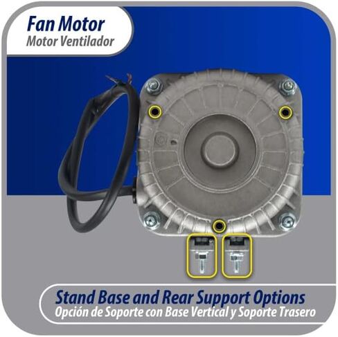 Appli Parts APFM-101E 10W refrigeration condenser and evaporator motor 115V 60Hz 0.65A 1450rpm includes base and 9in aluminum Fan Blade CCW shaft end Universal fit in Saudi Arabia
