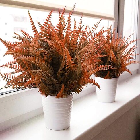 12pcs Artificial Flowers for Outdoor Fake Ferns Artificial Boston Fern Plant Artificial Ferns for Outdoor UV Resistant Plastic Plants (Green) in Saudi Arabia