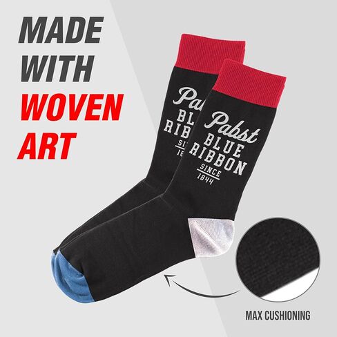 Pabst Blue Ribbon Socks Funny Socks - جوارب بيرة للجنسين لمحبي PBR ، الجوارب السخيفة الممتعة ، الجوارب الجزأة الرائعة ، جوارب طاقم مريحة in Saudi Arabia
