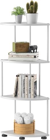 haomsj Metal Corner Shelf Stand 4 Tier 41",Sturdy Baking Paint Process Corner Shelves Display Shelf for Living Room Decor,Wall Corner Bookshelf Office Small Space (White) in Kuwait