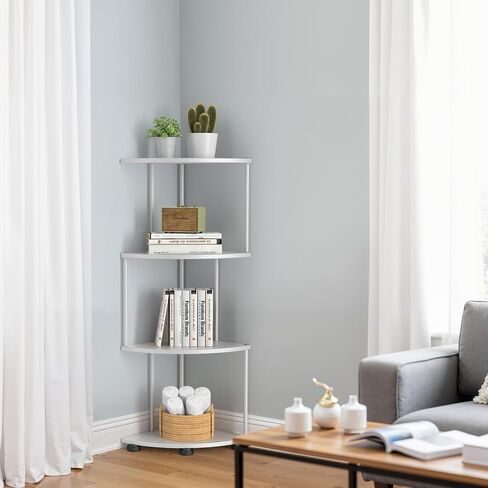 haomsj Metal Corner Shelf Stand 4 Tier 41",Sturdy Baking Paint Process Corner Shelves Display Shelf for Living Room Decor,Wall Corner Bookshelf Office Small Space (White) in Kuwait