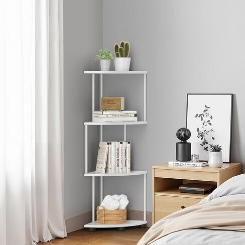 haomsj Metal Corner Shelf Stand 4 Tier 41",Sturdy Baking Paint Process Corner Shelves Display Shelf for Living Room Decor,Wall Corner Bookshelf Office Small Space (White) in Kuwait