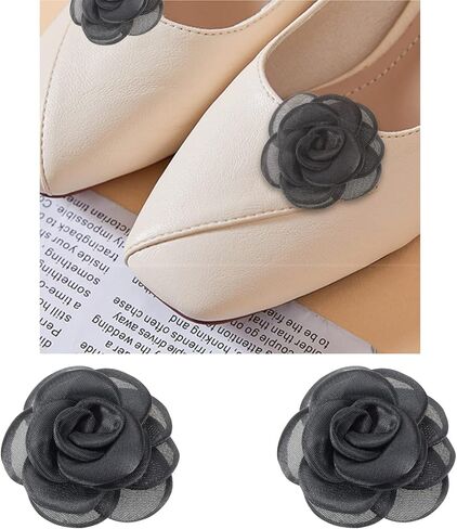 2Pcs Rose Flower Shoe Clips Rose Shoe Buckles Shoes Decorative Charms Removable Shoe Buckle Accessories for Women Lady Girls 6.5cm Pink in Saudi Arabia