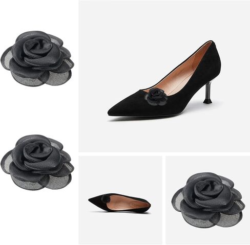 2Pcs Rose Flower Shoe Clips Rose Shoe Buckles Shoes Decorative Charms Removable Shoe Buckle Accessories for Women Lady Girls 6.5cm Pink in Saudi Arabia