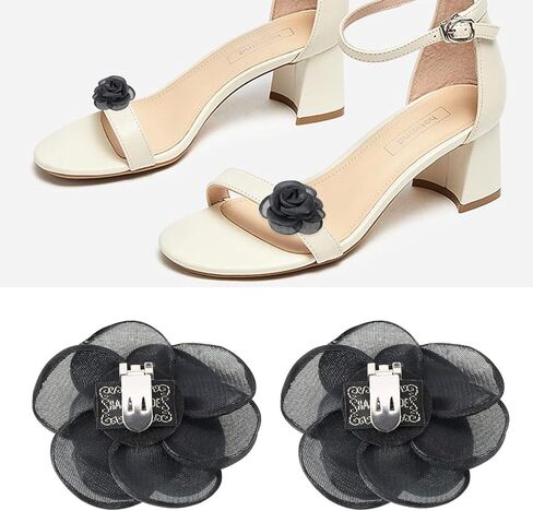 2Pcs Rose Flower Shoe Clips Rose Shoe Buckles Shoes Decorative Charms Removable Shoe Buckle Accessories for Women Lady Girls 6.5cm Pink in Saudi Arabia