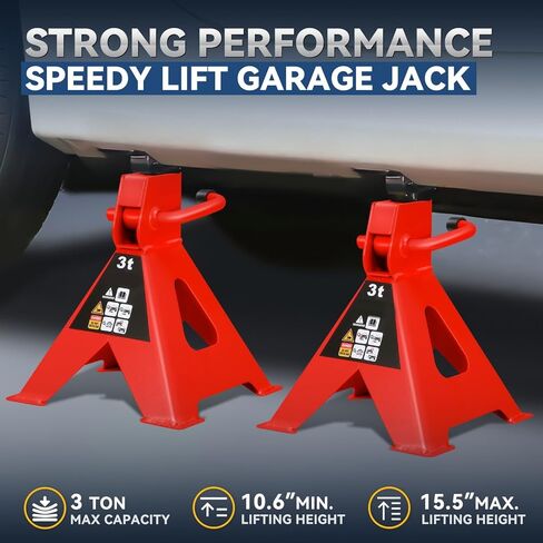 Auto Dynasty 2 pcs Jack Stands Low Profile Garage Steel Lifting Car Stand Service Lift Floor Jack Stand, 2 Ton (4400 lbs), Lifting Range 11" to 17", for SUV, Car and Truck, Blue in Saudi Arabia