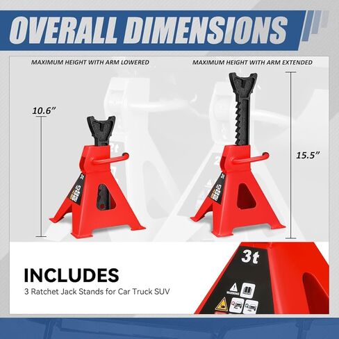 Auto Dynasty 2 pcs Jack Stands Low Profile Garage Steel Lifting Car Stand Service Lift Floor Jack Stand, 2 Ton (4400 lbs), Lifting Range 11" to 17", for SUV, Car and Truck, Blue in Saudi Arabia