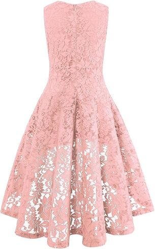 Girls Floral Lace Dress Easter Bridesmaid Vintage Formal Cocktail Party Swallowtail Swing Dresses 7-14 Years in Saudi Arabia