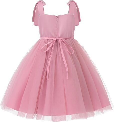 Uhnice Flower Girls Pearl Dress Toddler Tulle Dresses مع أحزمة الكتف القوس لحفل الزفاف in Kuwait