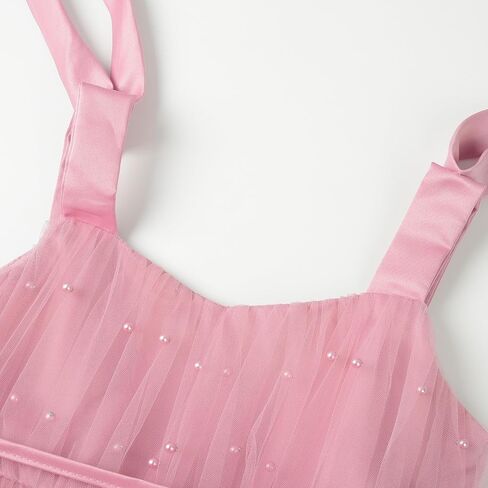 Uhnice Flower Girls Pearl Dress Toddler Tulle Dresses مع أحزمة الكتف القوس لحفل الزفاف in Kuwait
