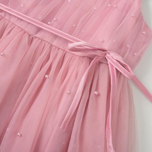 Uhnice Flower Girls Pearl Dress Toddler Tulle Dresses مع أحزمة الكتف القوس لحفل الزفاف in Kuwait