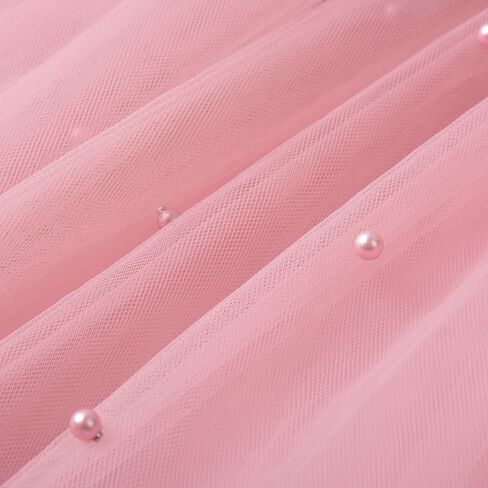 Uhnice Flower Girls Pearl Dress Toddler Tulle Dresses مع أحزمة الكتف القوس لحفل الزفاف in Kuwait