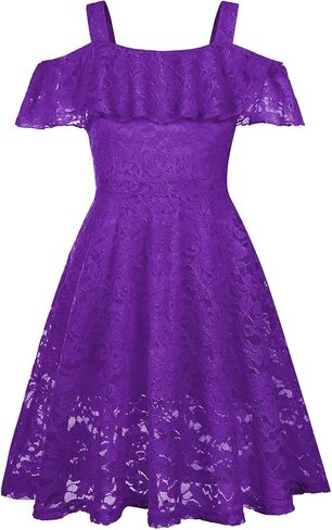 Girls Floral Lace Dress Easter Bridesmaid Vintage Formal Cocktail Party Swallowtail Swing Dresses 7-14 Years in Saudi Arabia