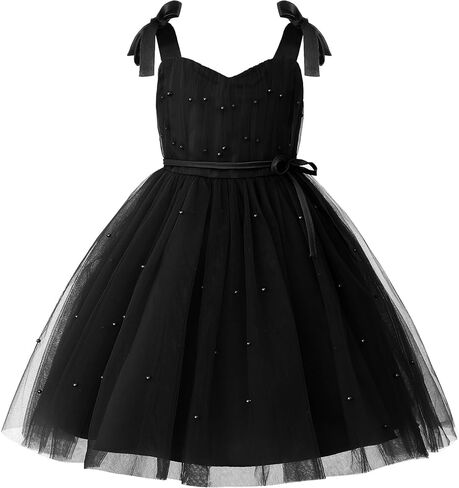 Uhnice Flower Girls Pearl Dress Toddler Tulle Dresses مع أحزمة الكتف القوس لحفل الزفاف in Kuwait