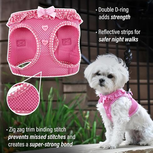DOGGIE DESIGN American River Choke Free Dog Harness (M, Pink Polka Dot) in Kuwait