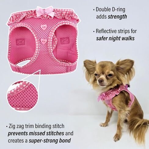 DOGGIE DESIGN American River Choke Free Dog Harness (M, Pink Polka Dot) in Kuwait