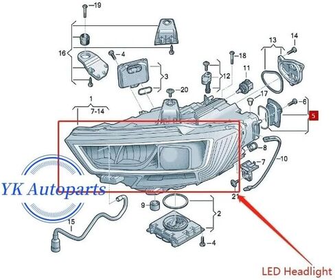 New LED Module/Light Tube Fit For 2017 2018 2019 2020 AUDI A3 S3 Full LED Headlight Daytime Running Light Modules, DRL Modules, 8V0998473A, Only For Full LED Headlight (Right Side) in Saudi Arabia