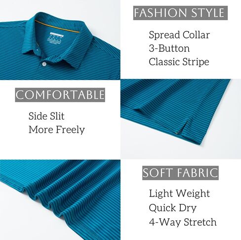 MAGCOMSEN Men's Polo Shirts Short Sleeve Striped Golf Polos Dry Fit Casual Performance Collared Shirt in Saudi Arabia