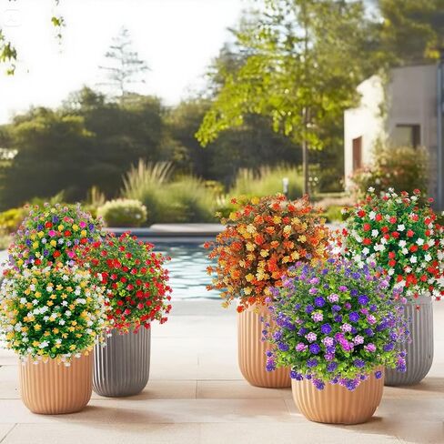 2 Pack Artificial Boxwood Topiary Ball Trees with Ground Spikes,UV Resistant Fake Shrubs with Flowers,Realistic Faux Blooming Plants Bushes for Outdoors Planters Garden Porch Home Office Decor in Kuwait