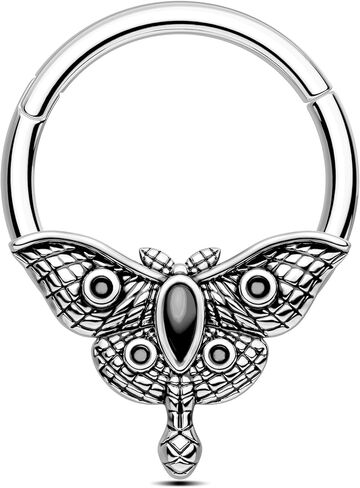 cm crareesi mania moth septum ring 16g spertm septum recing Jewelry 316L Surgical Steel Daith Action Segment Septum Rings Halloween for Women Men in Saudi Arabia
