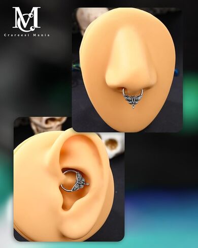 cm crareesi mania moth septum ring 16g spertm septum recing Jewelry 316L Surgical Steel Daith Action Segment Septum Rings Halloween for Women Men in Saudi Arabia