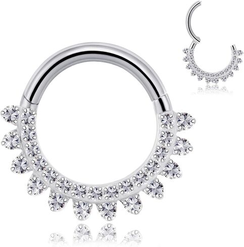 16G G23 Titanium Septum Rings: CZ Nose Ring Hoops, Helix Cartilage Clicker Hoop Earrings, Rook Daith Tragus Piercing Rings for Women Men in Kuwait