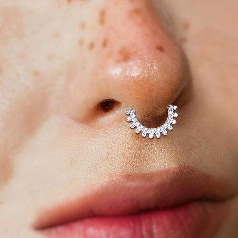 16G G23 Titanium Septum Rings: CZ Nose Ring Hoops, Helix Cartilage Clicker Hoop Earrings, Rook Daith Tragus Piercing Rings for Women Men in Kuwait