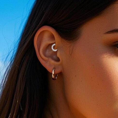 16G G23 Titanium Septum Rings: CZ Nose Ring Hoops, Helix Cartilage Clicker Hoop Earrings, Rook Daith Tragus Piercing Rings for Women Men in Kuwait