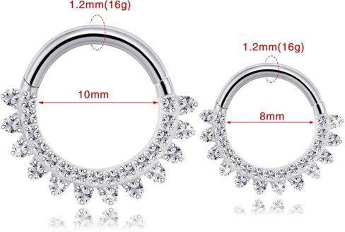 16G G23 Titanium Septum Rings: CZ Nose Ring Hoops, Helix Cartilage Clicker Hoop Earrings, Rook Daith Tragus Piercing Rings for Women Men in Kuwait