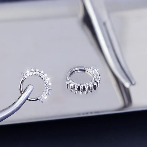 16G G23 Titanium Septum Rings: CZ Nose Ring Hoops, Helix Cartilage Clicker Hoop Earrings, Rook Daith Tragus Piercing Rings for Women Men in Kuwait