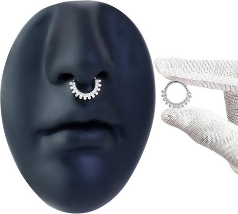 16G G23 Titanium Septum Rings: CZ Nose Ring Hoops, Helix Cartilage Clicker Hoop Earrings, Rook Daith Tragus Piercing Rings for Women Men in Kuwait