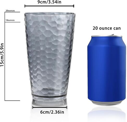 Unbreakable Plastic Drinking Glasses, Set of 6, Shatterproof Drinking Cups, Plastic glass cup,16 oz plastic Tumbler Cups,Dishwasher Safe (Grey) in Saudi Arabia