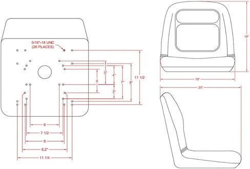 Universal Lawn Mower Seat with Armrests; Zero Turn Mower Seat; 18.9"" H; Black; multiple bolt-hole configurations; Compatible with Bobcat, Dixie, Snapper, Toro, Exmark, Bad Boy; SU-143001BK in Saudi Arabia