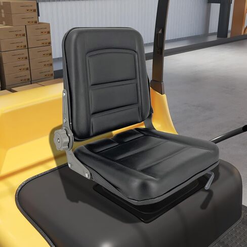 Universal Forklift Seat for Garden Lawn Mower, Komatsu Style Folding Seat Suspension Seat with Adjustable Backrest Slidable Track for Mini Digger Forklift Excavator & Skid Loader, Black in Kuwait