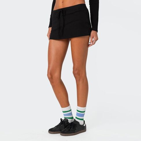 NUFIWI Women Drawstring Micro Skort Y2k Elastic Low Waist Bodycon Mini Skirt Mid Rise Short Sweat Skirts with Shorts in Saudi Arabia