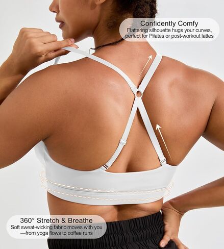 Padded Sports Bras for Women - Strappy Sports Bra Workout Tops for Women Twist Front Gym Tops in Kuwait