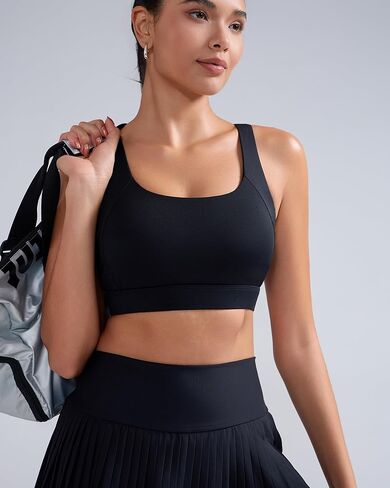الجري Girl Sports Bras for Women High Support ، أحزمة قابلة للتعديل مصبوب الكوب من صدرية رياضية عالية التأثير مع مخيط في وسادات in Kuwait