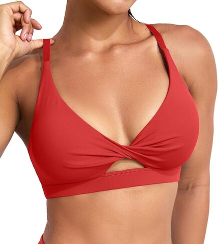 Padded Sports Bras for Women - Strappy Sports Bra Workout Tops for Women Twist Front Gym Tops in Kuwait